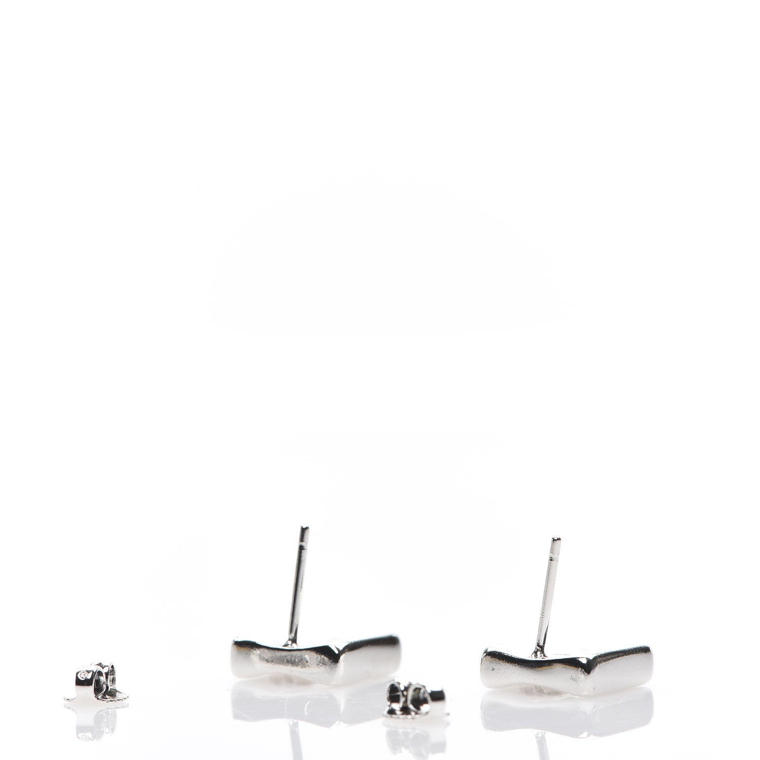 Chanel Sterling Silver Square Number 5 Earrings 3 of 6