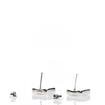 Chanel Sterling Silver Square Number 5 Earrings 3 of 6