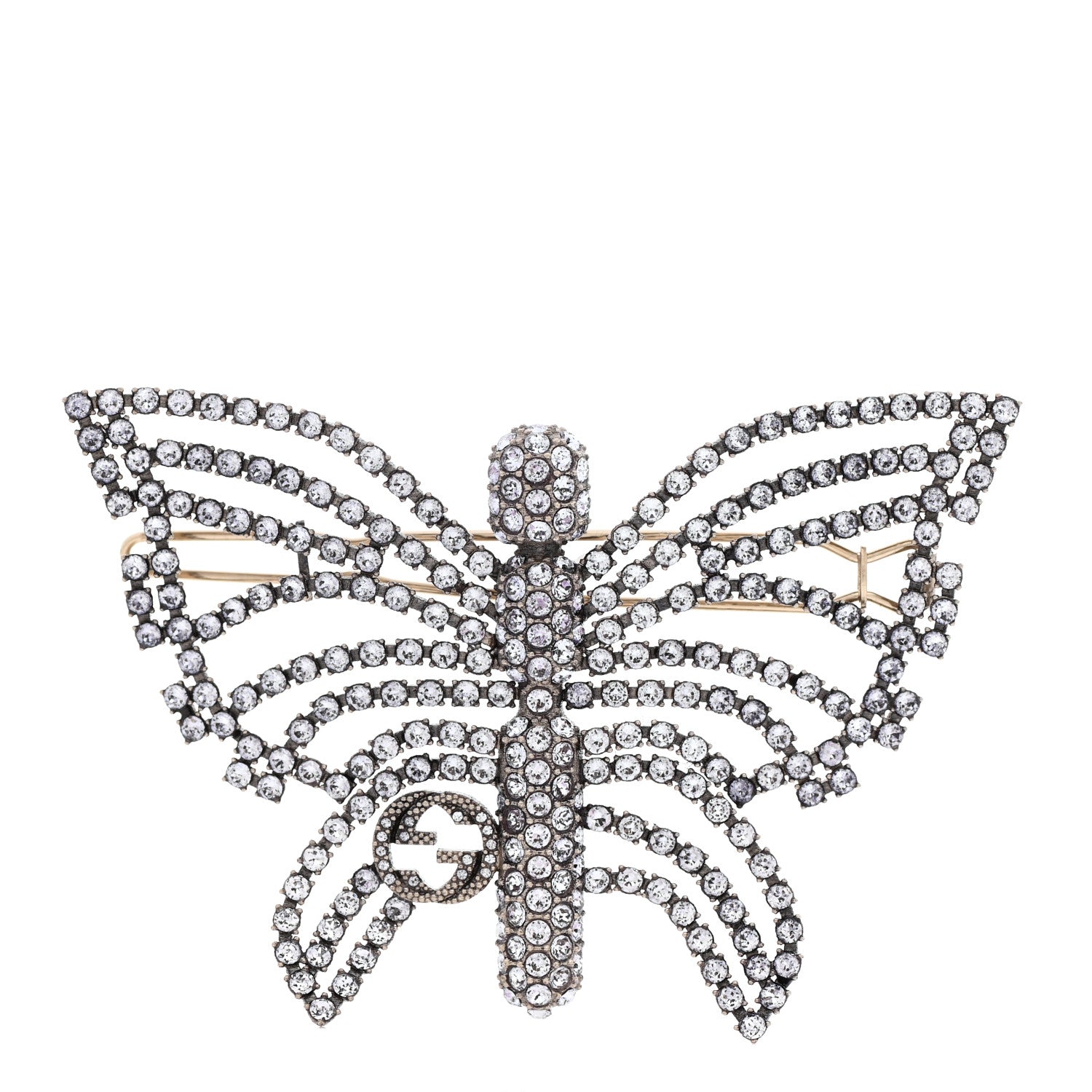 Gucci Crystal Butterfly Interlocking G Hair Clip Silver 1 of 3