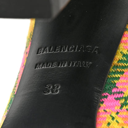 Balenciaga Wool Check Knee High Boots 38 Jaune Rose Fluo 7 of 9