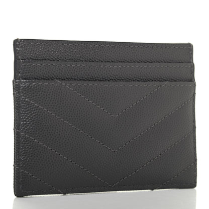 Saint Laurent Grain De Poudre Matelasse Chevron Monogram Credit Card Case Storm 2 of 4