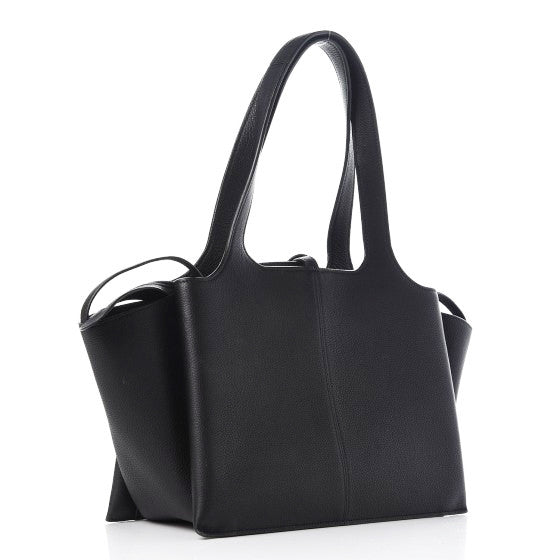 Baby Grained Calfskin Small Tri-Fold Bag Black