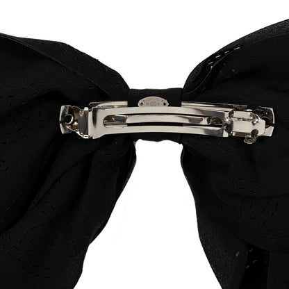 Chanel Silk Perforated Bow CC Hair Clip Black 3 of 3
