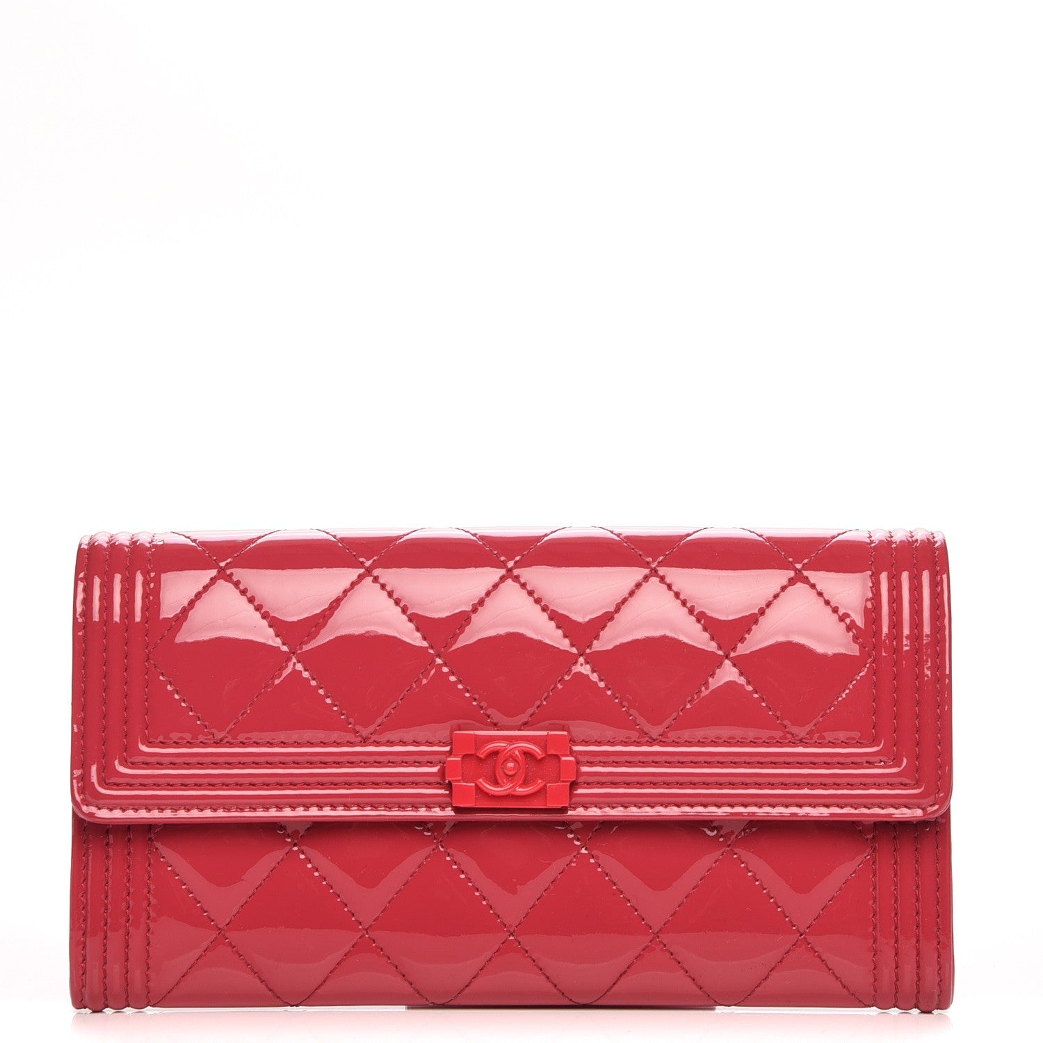 Chanel Patent Calfskin Quilted Boy Flap Wallet Pink 1 of 8