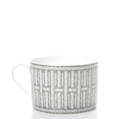 Hermes Porcelain Mosaique Au 24 Breakfast Cup And Saucer Set Of 2 Platine 9 of 27
