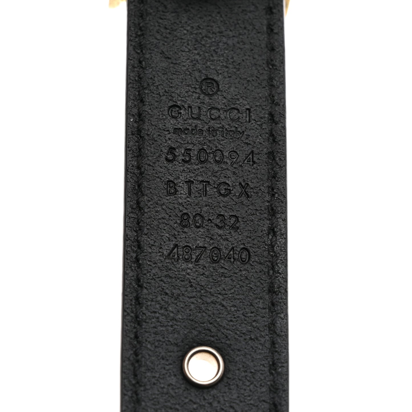 Calfskin Star Studded Torchon Double G Belt 80 32 Black