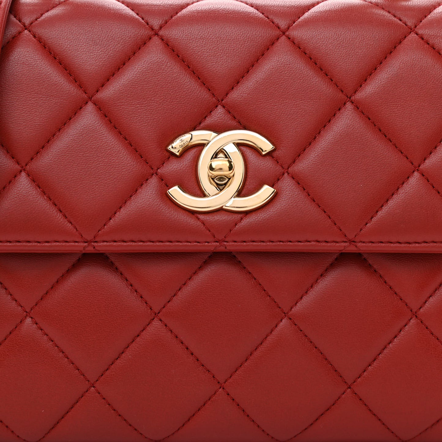 Lambskin Quilted Small Trendy CC Flap Dual Handle Bag Red
