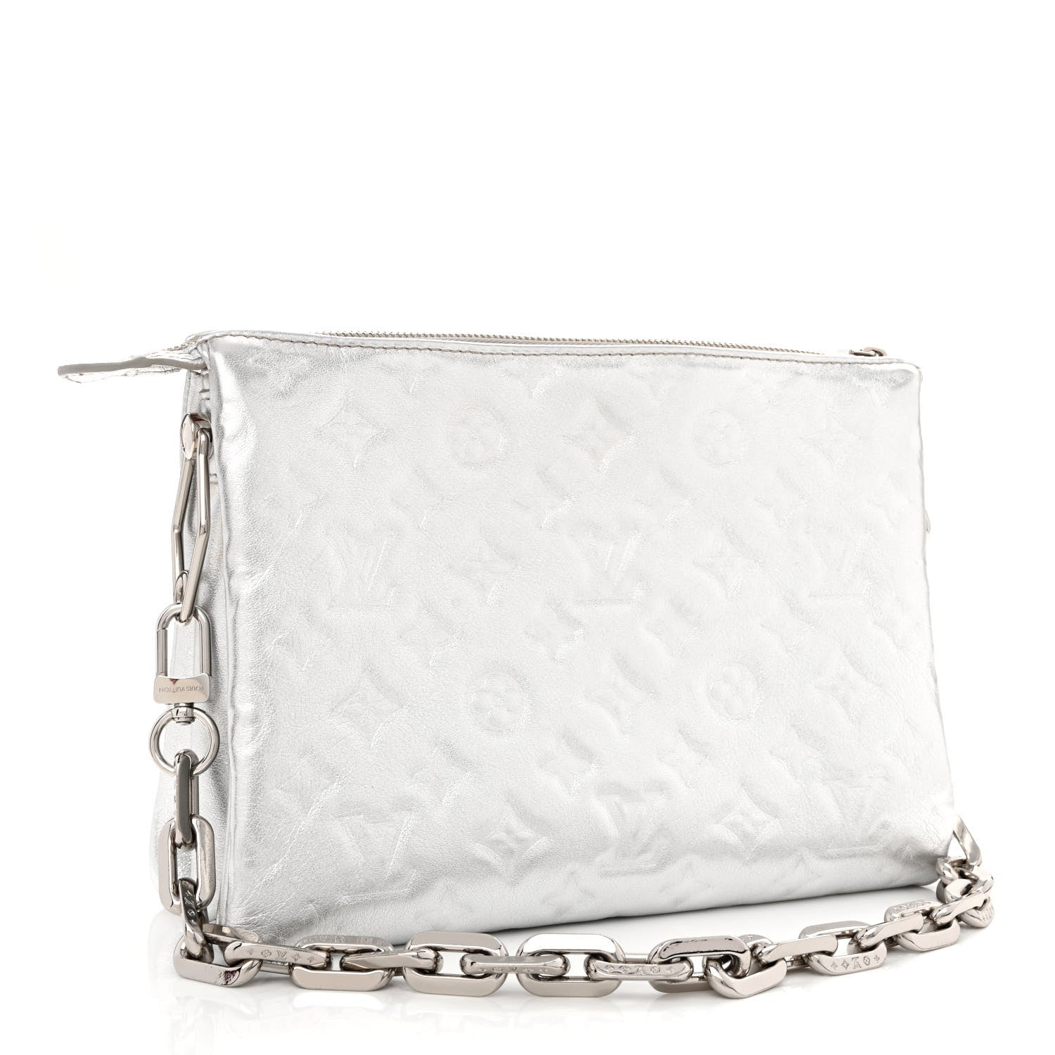 Louis Vuitton Metallic Lambskin Embossed Monogram Coussin PM Silver 3 of 10