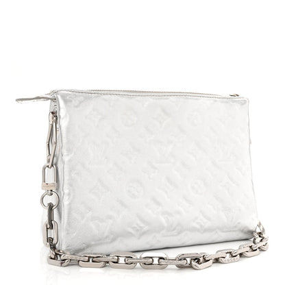 Louis Vuitton Metallic Lambskin Embossed Monogram Coussin PM Silver 3 of 10