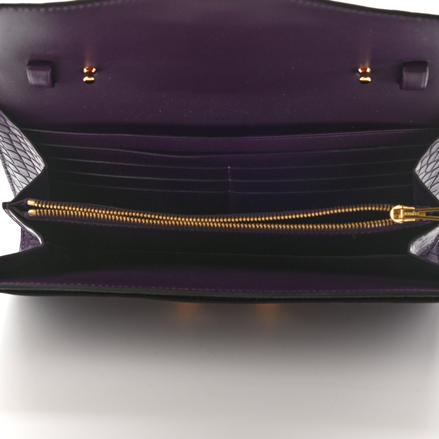 Matte Alligator Constance Long Wallet To Go Amethyst