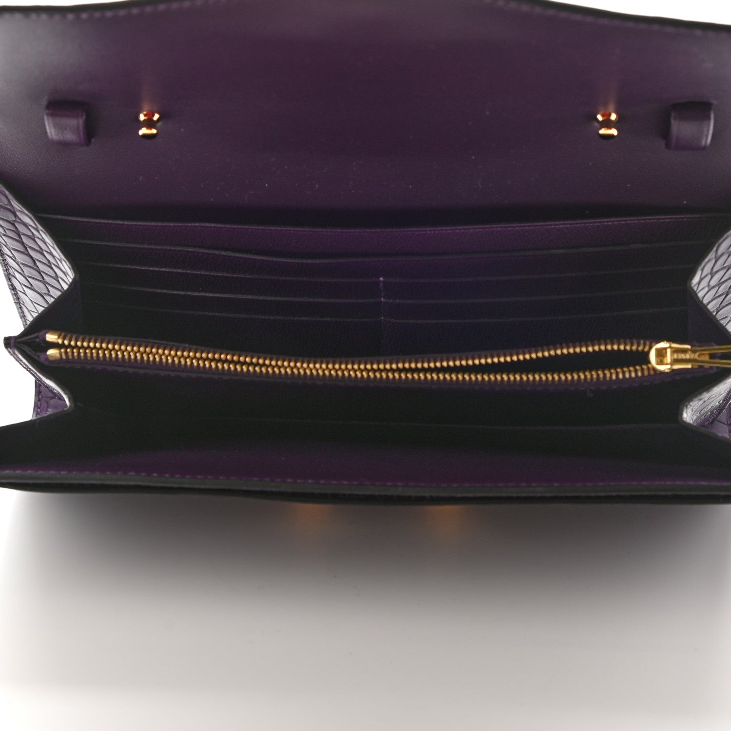 Hermes Matte Alligator Constance Long Wallet To Go Amethyst 5 of 7