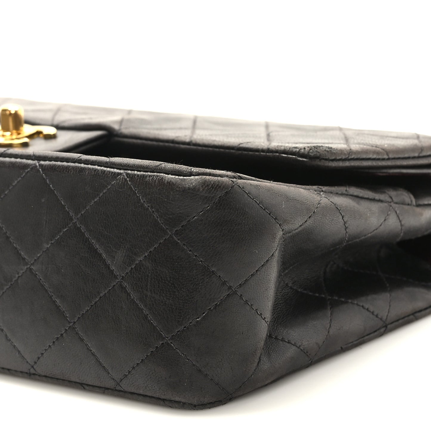 Lambskin Quilted Medium Double Flap Black