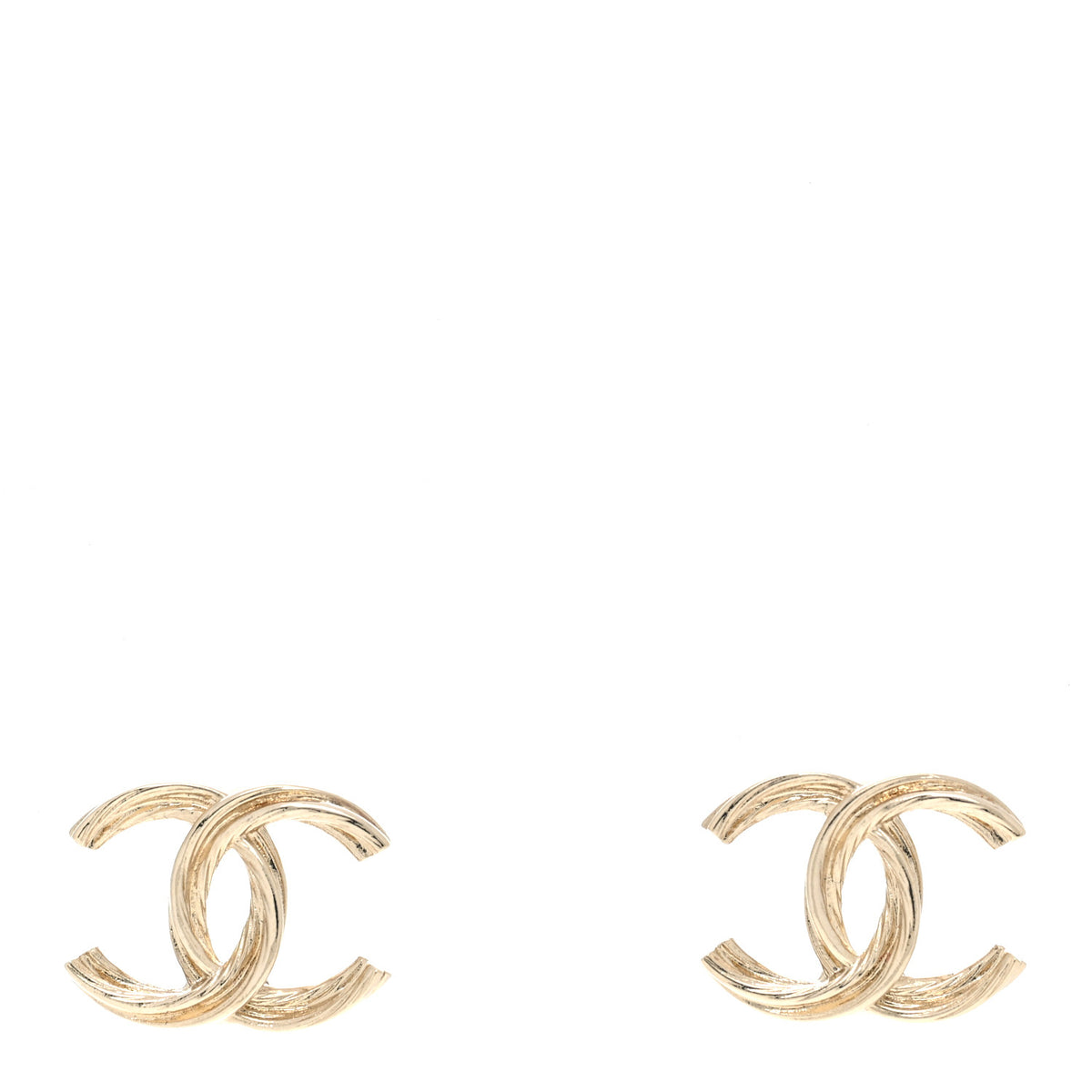 Chanel Metal Textured CC Earrings Gold 1 of 5