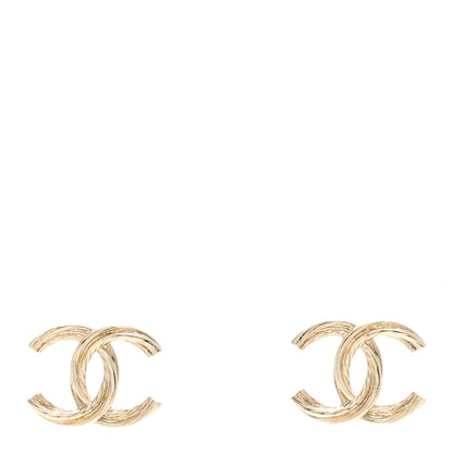 Chanel Metal Textured CC Earrings Gold 1 of 5