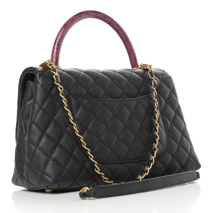 Chanel Caviar Elaphe Quilted Small Coco Handle Flap Black 3 of 9