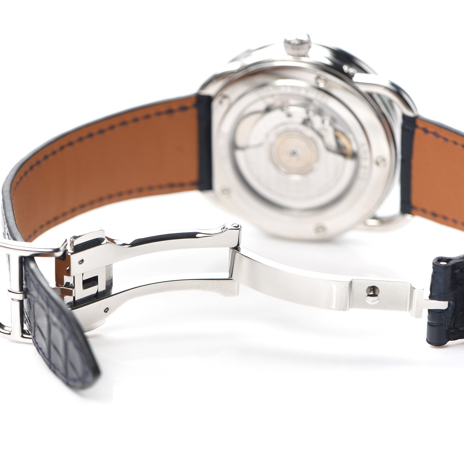 Hermes Stainless Steel Alligator 43mm Arceau Grande Lune Automatic Watch Bleu Abysse 5 of 6