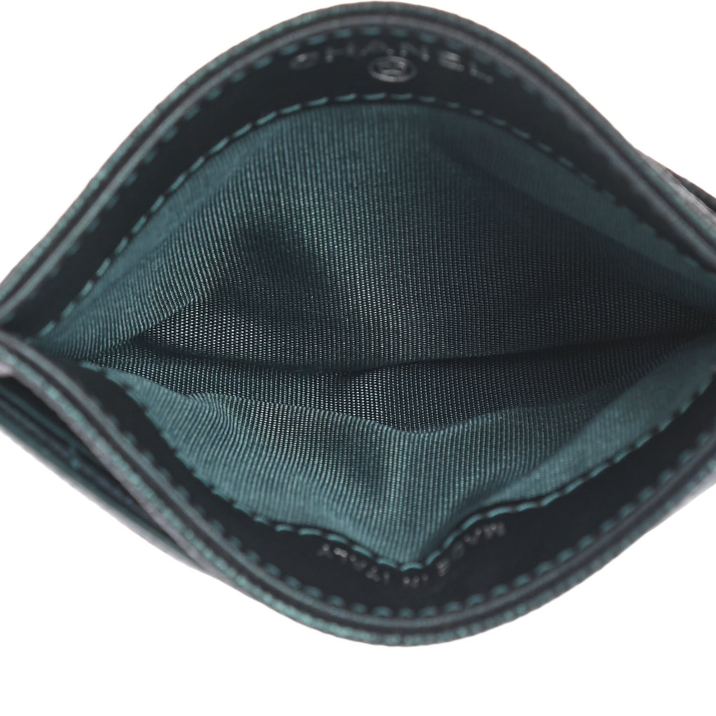 Iridescent Caviar Quilted Filigree Card Holder Dark Turquoise
