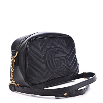 Gucci Calfskin Matelasse Small GG Marmont Chain Shoulder Bag Black 3 of 10
