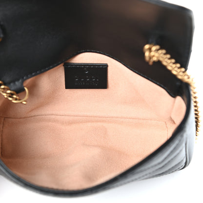 Gucci Calfskin Matelasse Super Mini GG Marmont Shoulder Bag Black 5 of 8