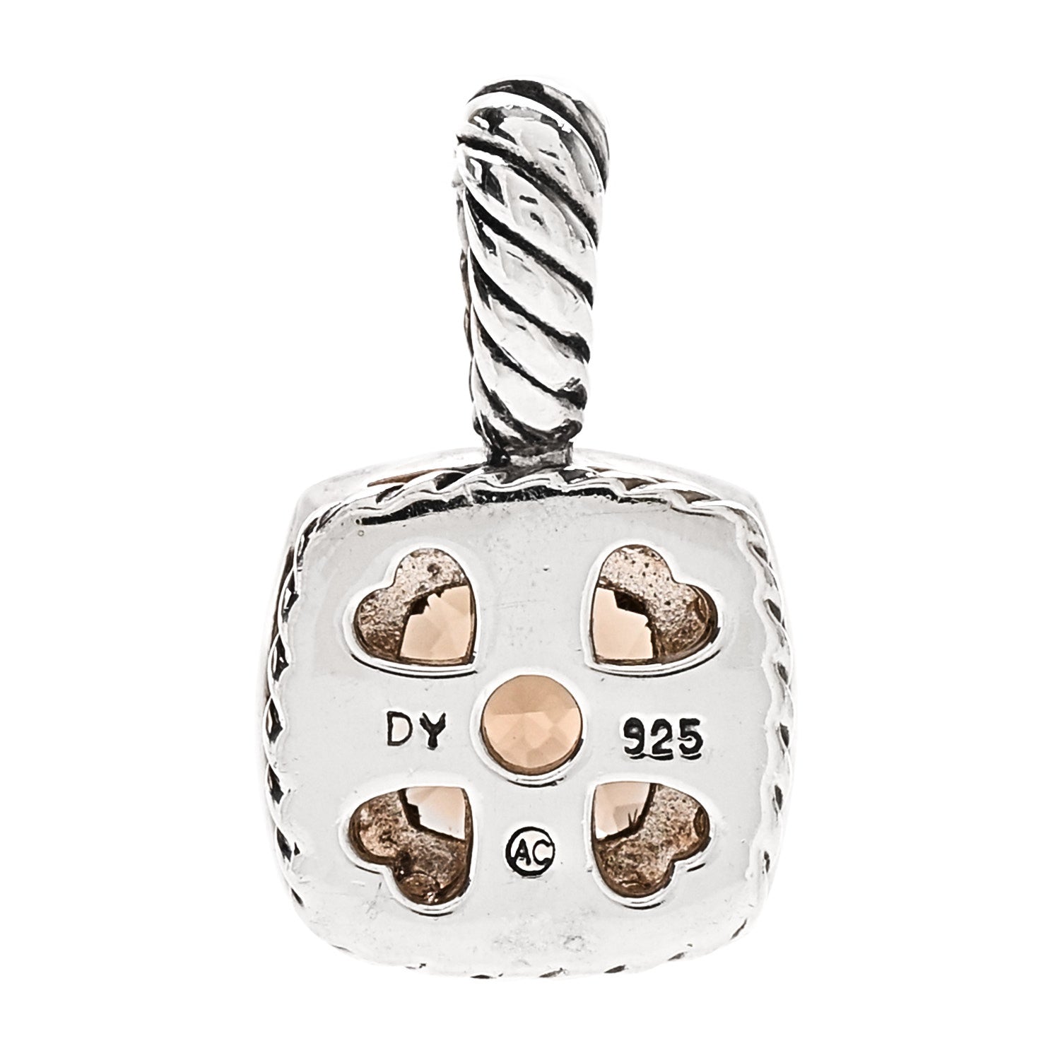David Yurman Sterling Silver Diamond Smoky Quartz 7mm Petite Albion Pendant 3 of 4