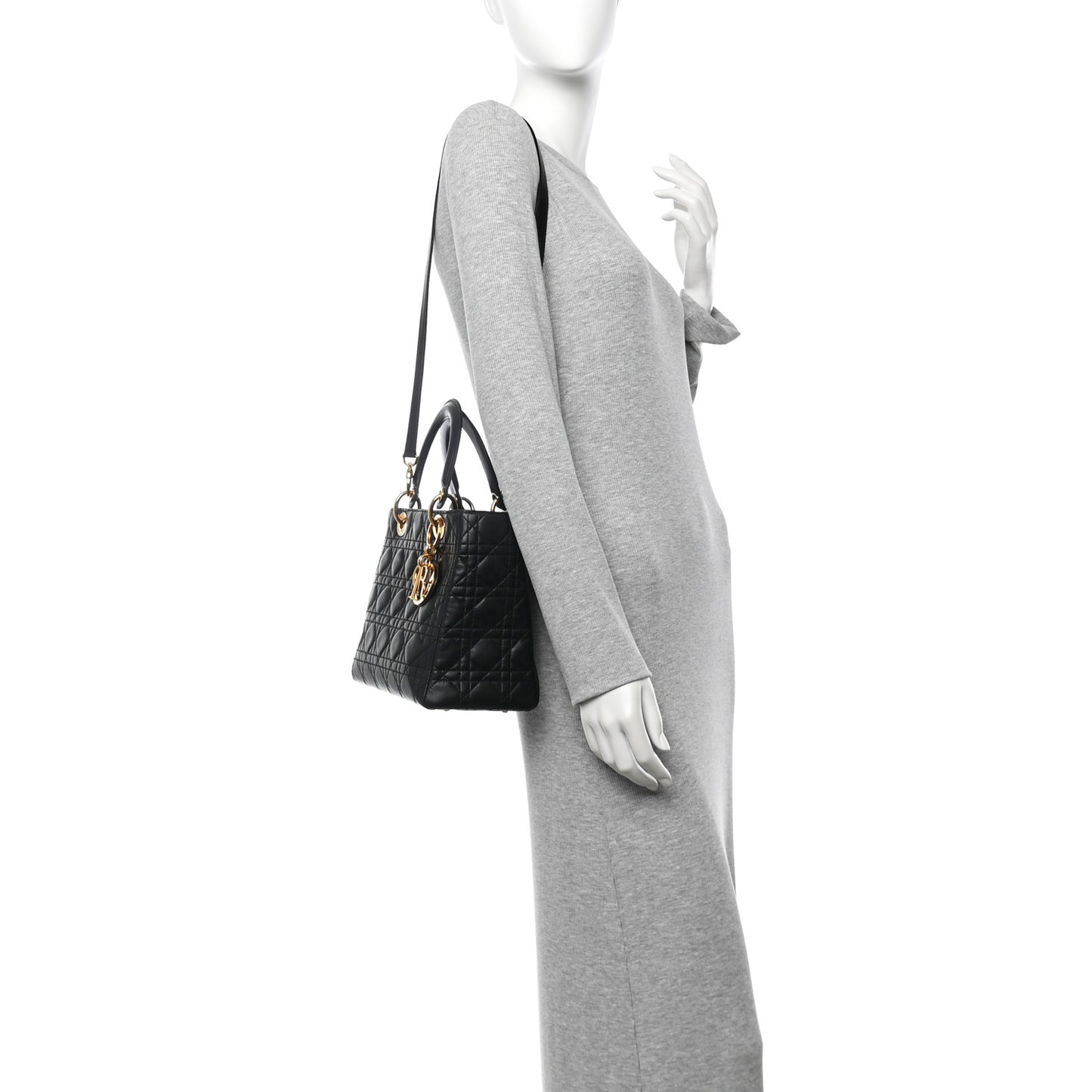 Lambskin Cannage Medium Lady Dior Black