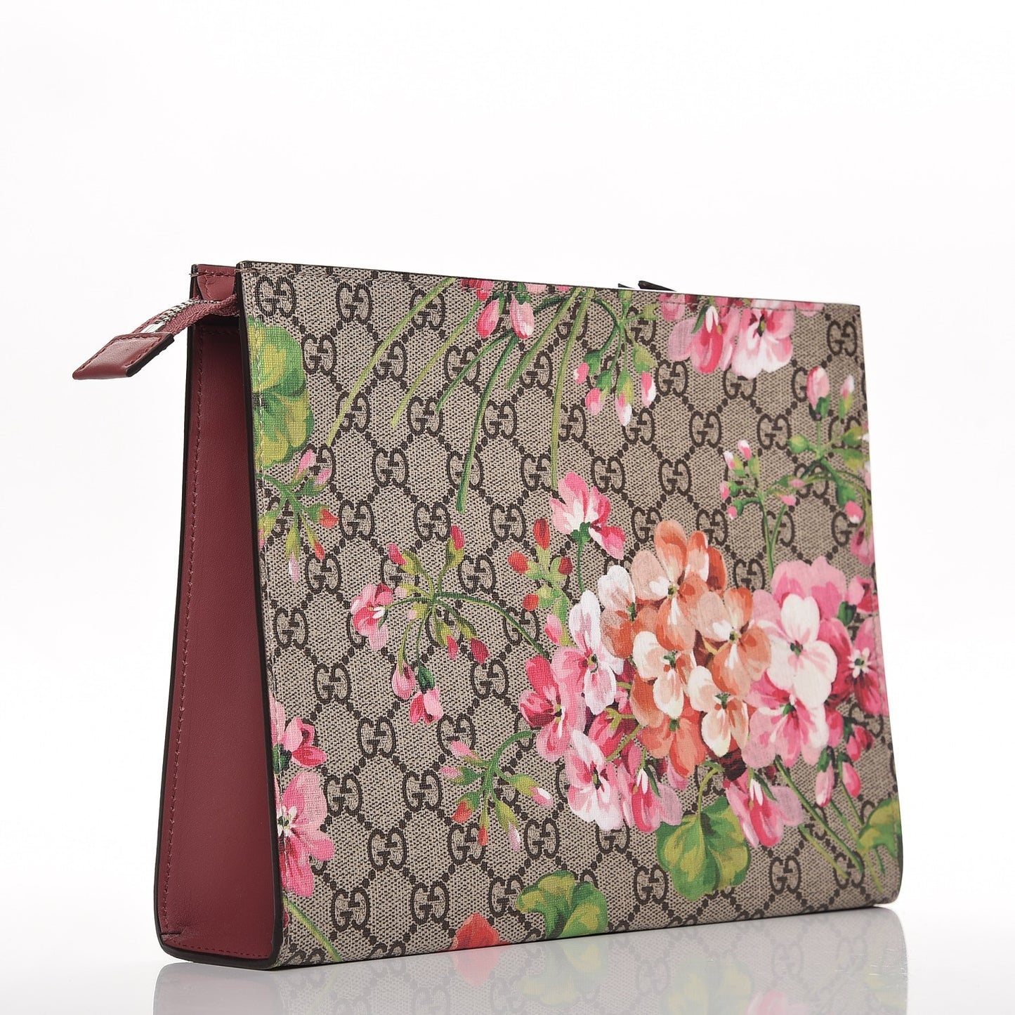 GG Supreme Monogram Blooms Large Cosmetic Case Beige Multicolor Dry Rose