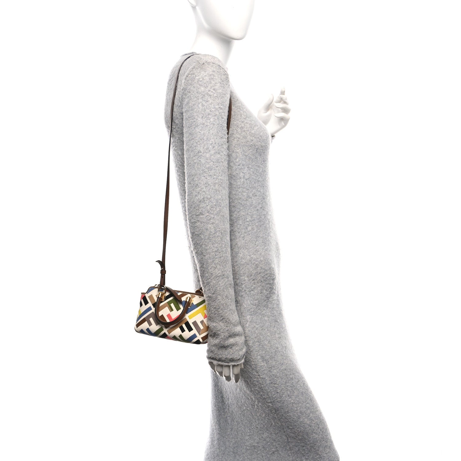 Fendi Canvas Vitello FF Multicolor Embroidered Mini By The Way Top Handle Boston Bag Multicolor 2 of 10