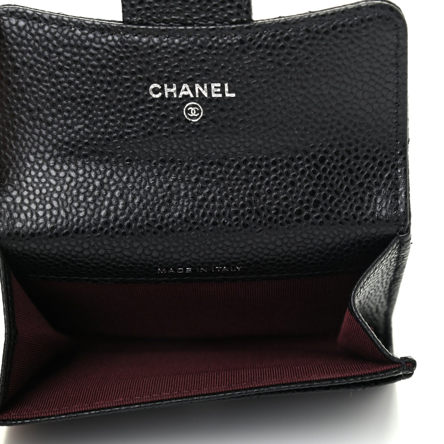 Caviar Quilted Flap Card Holder Wallet Black