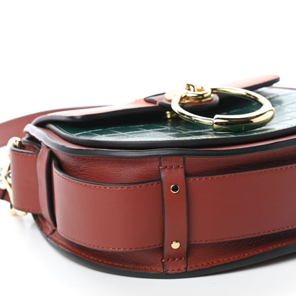 Chloe Calfskin Crocodile Embossed Small Tess Bag Woodsy Green Brown 6 of 9