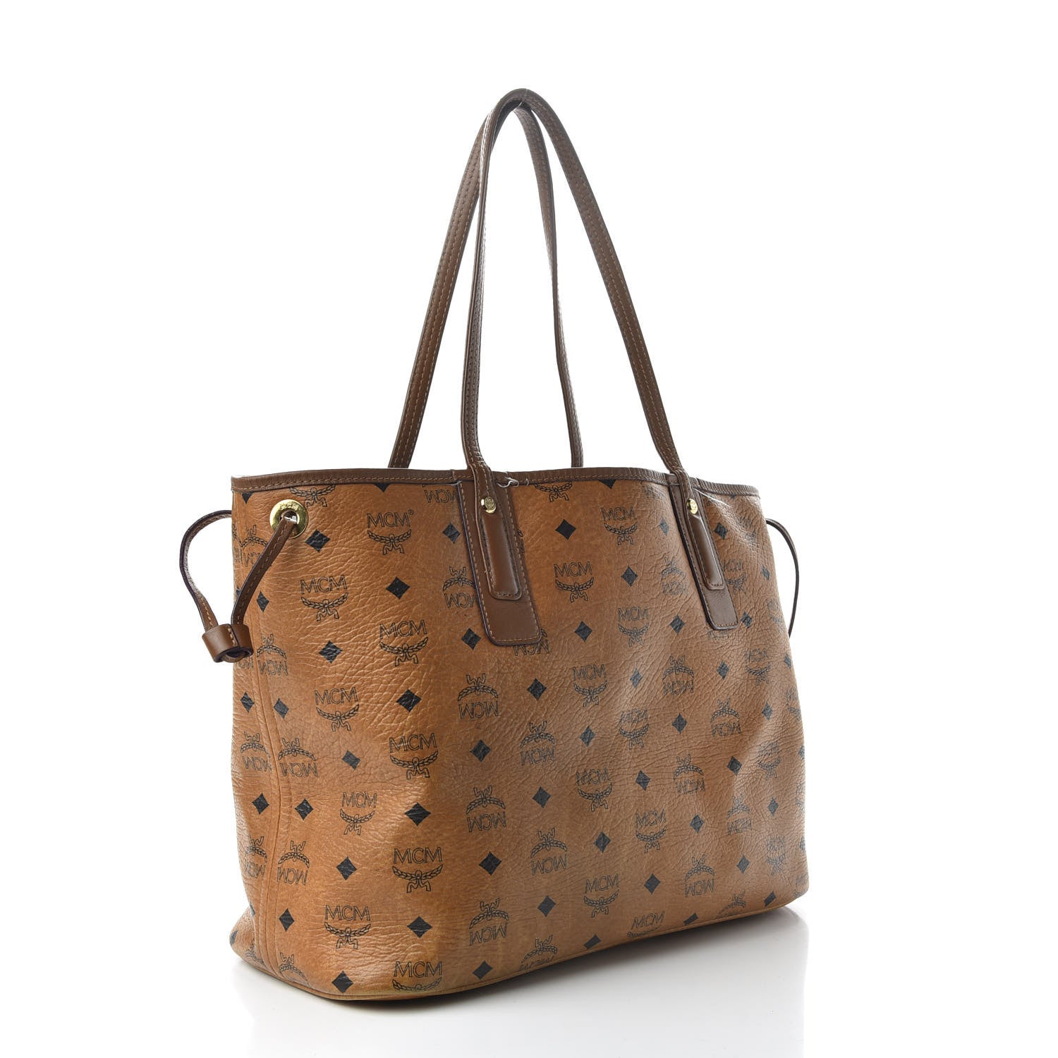 MCM Visetos Medium Liz Reversible Shopper Tote Cognac 4 of 12