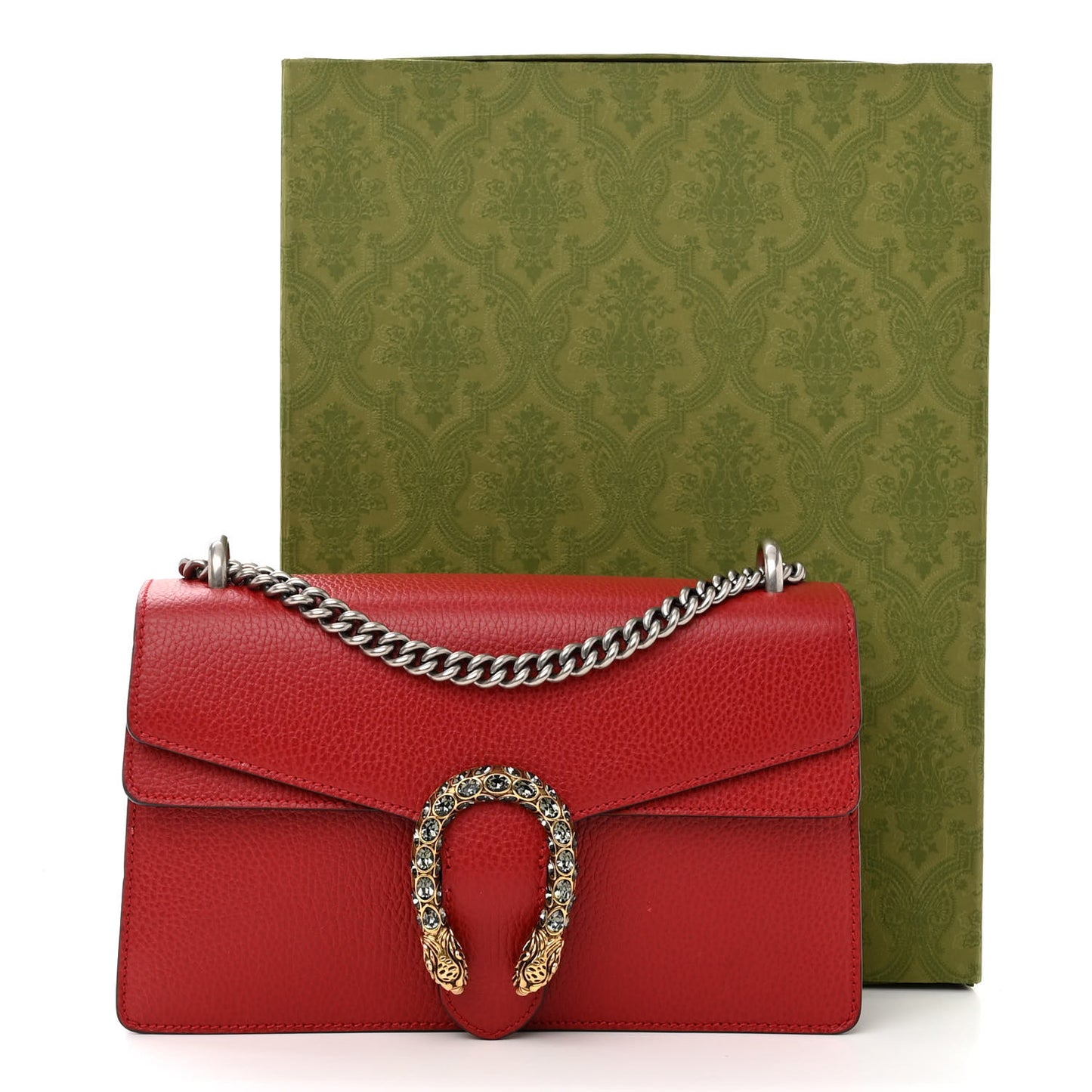 Dollar Calfskin Swarovski Crystal Small Dionysus Shoulder Bag Hibiscus Red