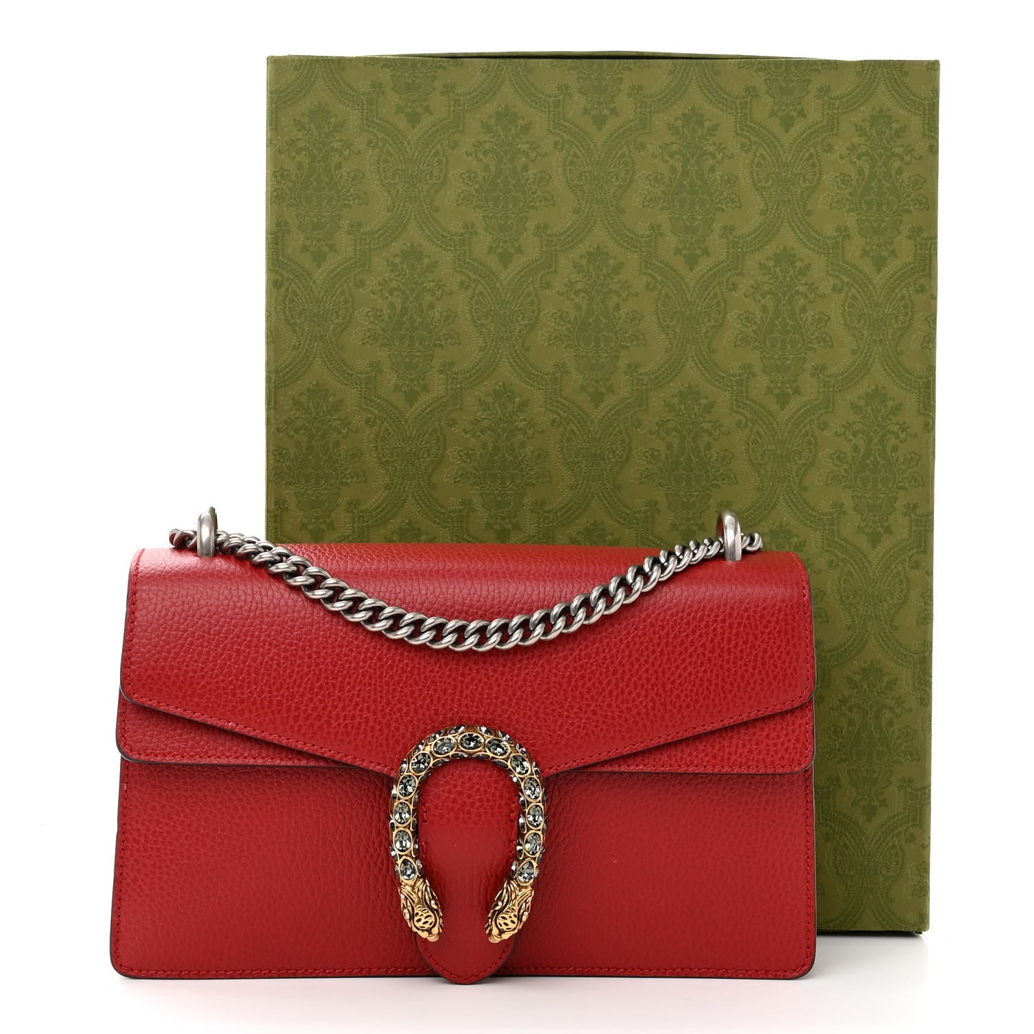 Gucci Dollar Calfskin Swarovski Crystal Small Dionysus Shoulder Bag Hibiscus Red 10 of 10