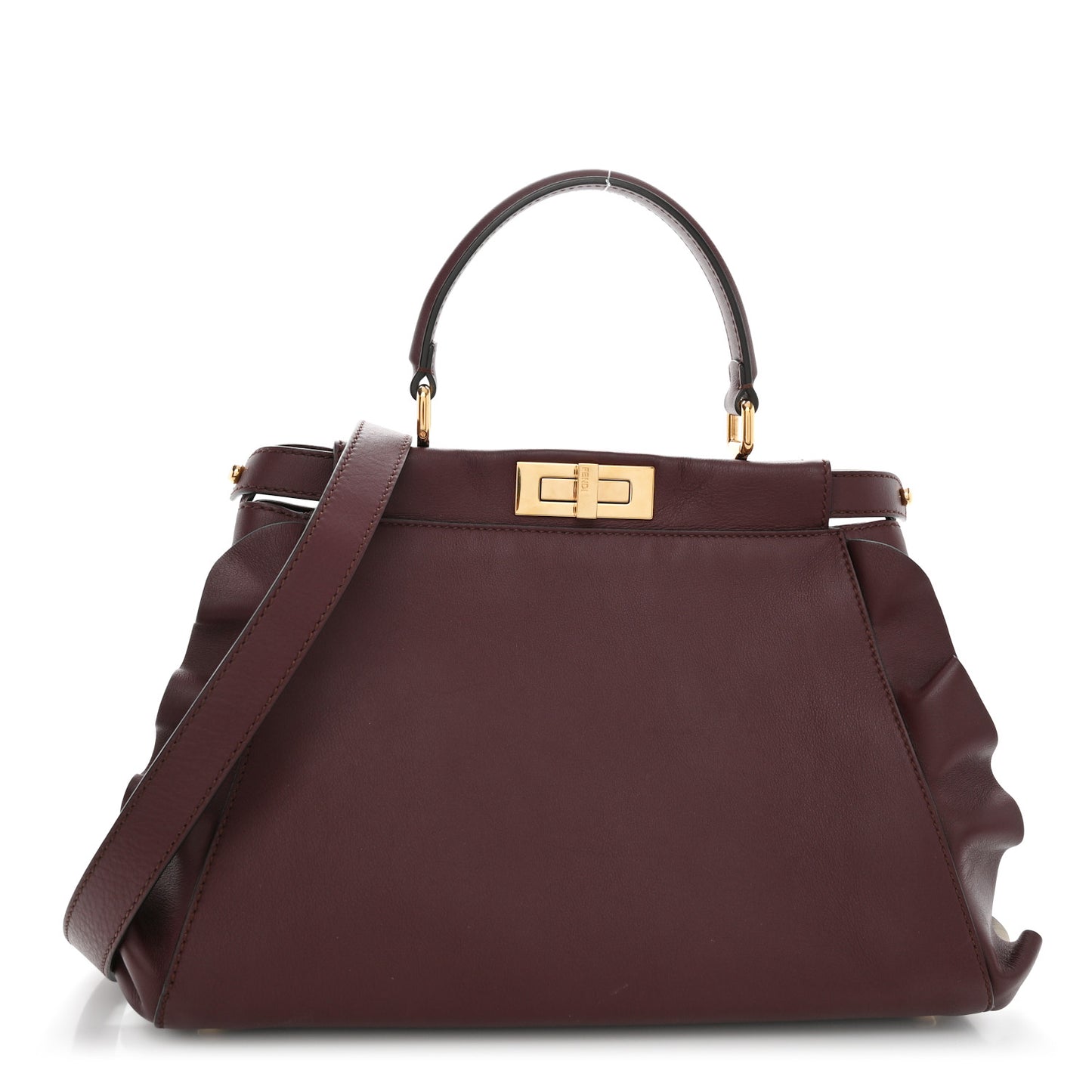 Vitello Seta Waves Bi-Color Medium Peekaboo Iconic Satchel Bordeaux Latte