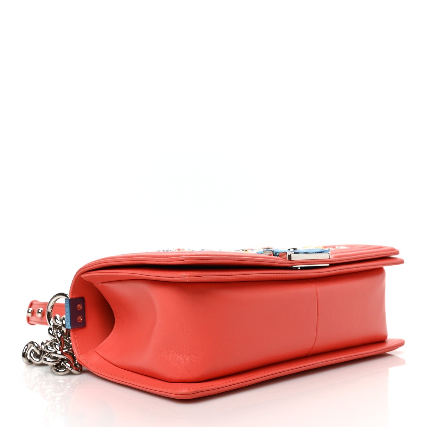 Lambskin Tweed Medium Boy Flap Coral