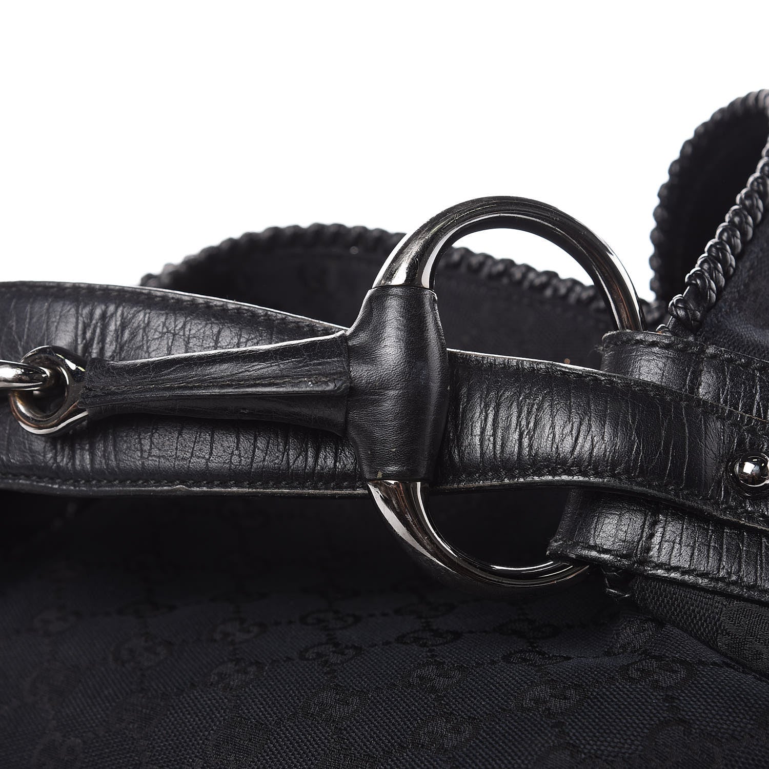Gucci Monogram Large Horsebit Chain Hobo Black 11 of 11