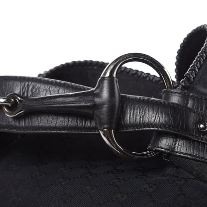 Gucci Monogram Large Horsebit Chain Hobo Black 11 of 11
