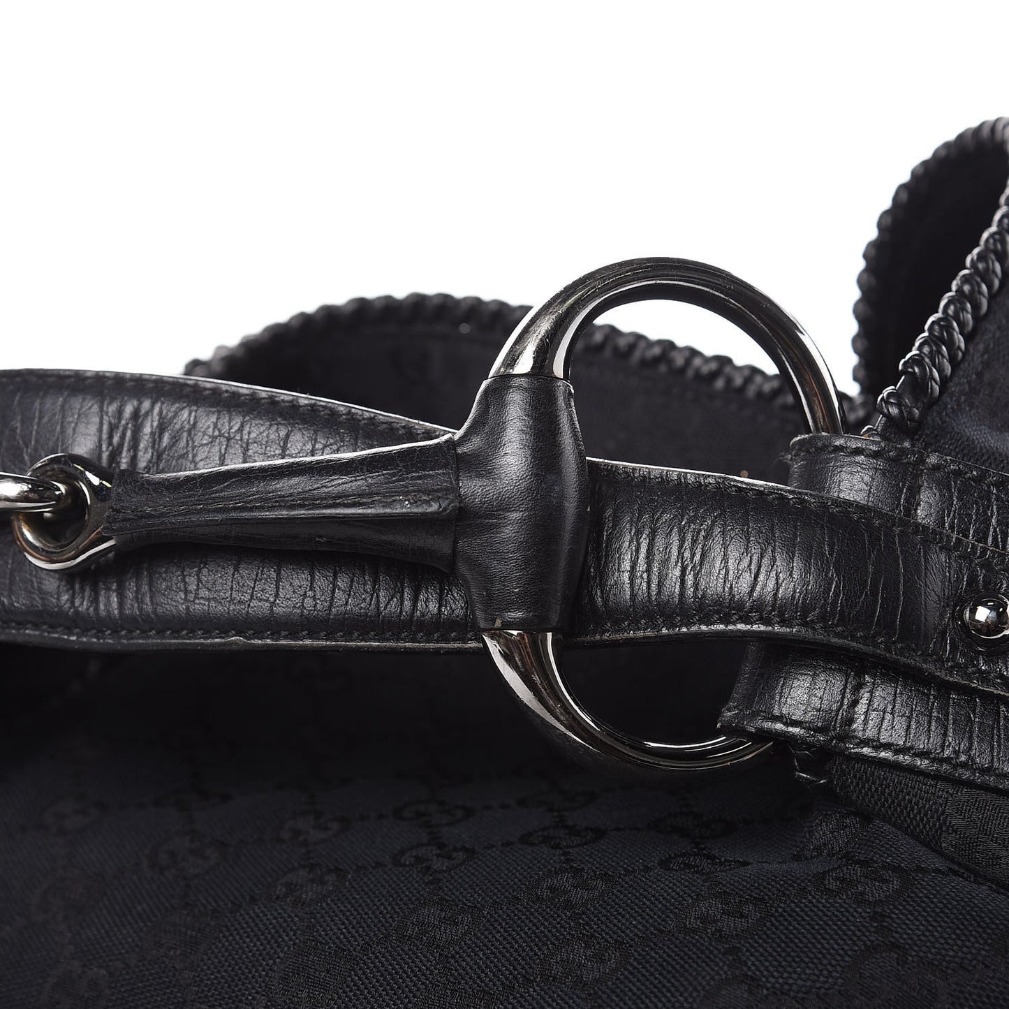Monogram Large Horsebit Chain Hobo Black