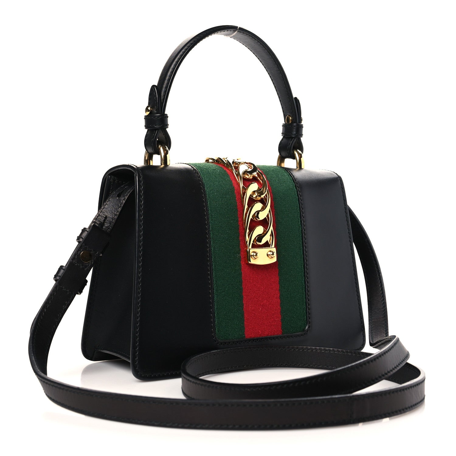 Gucci Calfskin Mini Sylvie Top Handle Bag Black 3 of 9