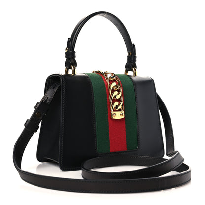 Gucci Calfskin Mini Sylvie Top Handle Bag Black 3 of 9