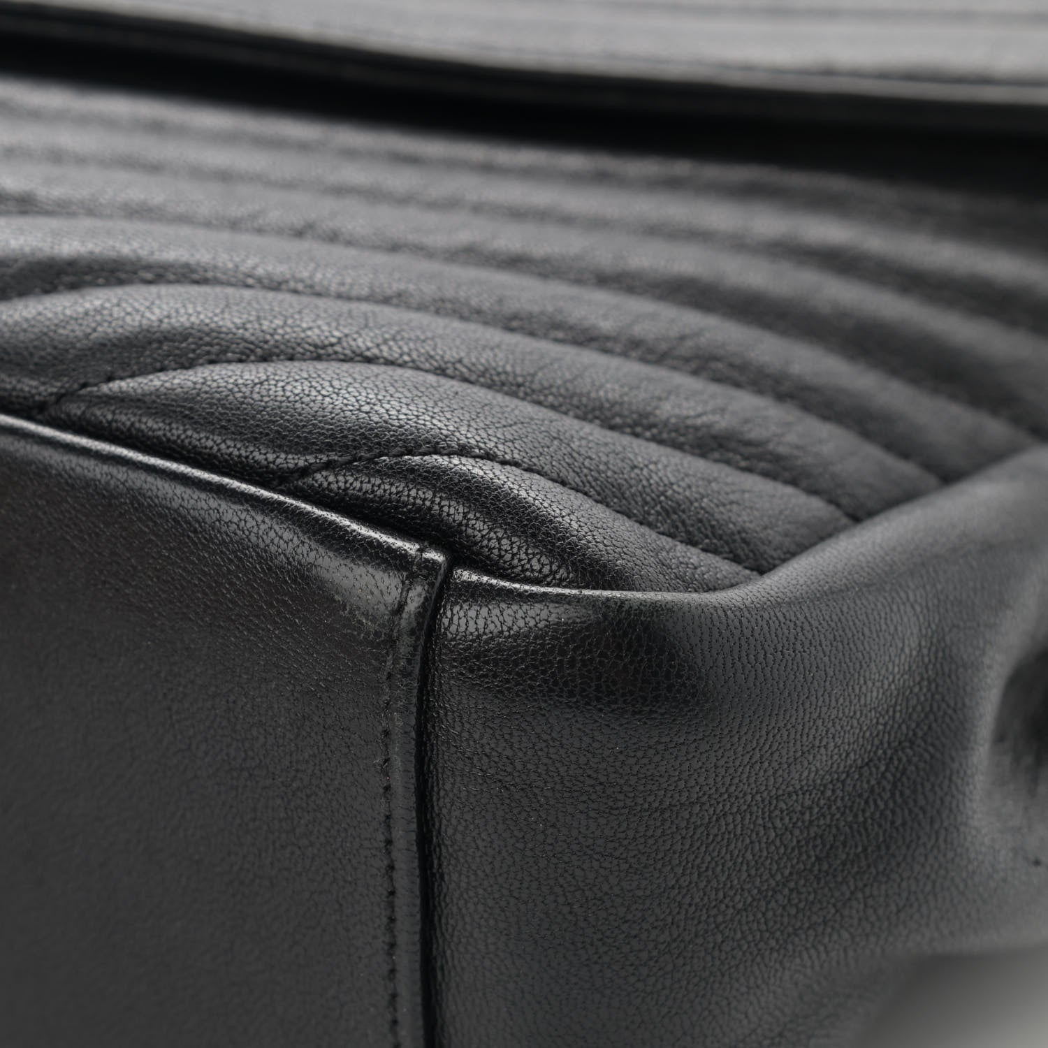 Saint Laurent Sheepskin Matelasse Chevron Monogram Large College Satchel Black 10 of 15