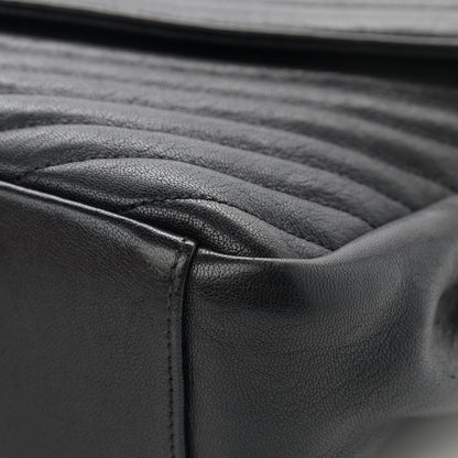 Saint Laurent Sheepskin Matelasse Chevron Monogram Large College Satchel Black 10 of 15