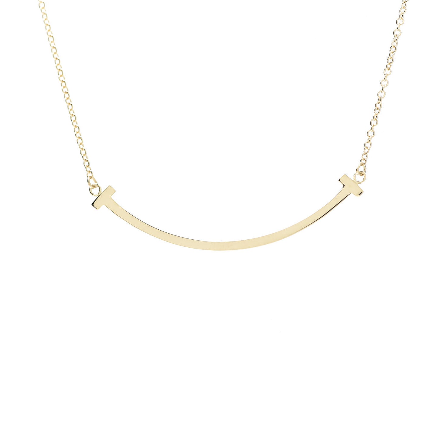18K Yellow Gold Small T Smile Pendant Necklace
