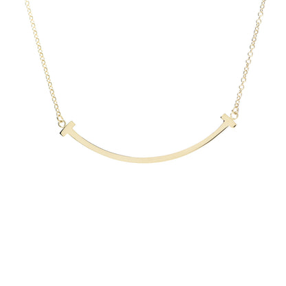 Tiffany 18K Yellow Gold Small T Smile Pendant Necklace 4 of 8