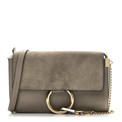 Chloe Suede Calfskin Small Faye Shoulder Bag Motty Grey 1 of 10