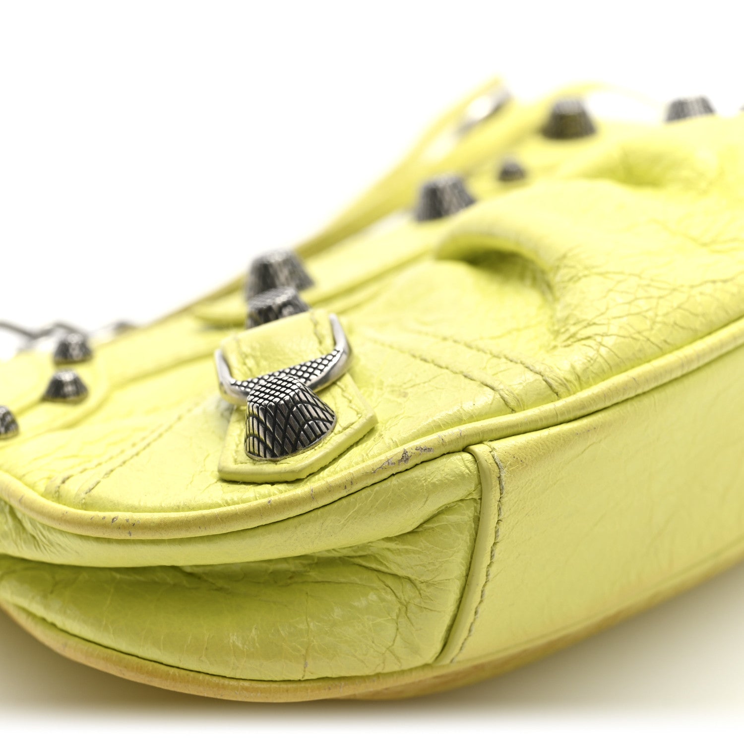 Balenciaga Agneau Arena Le Cagole Mini Purse With Chain Lime 8 of 9