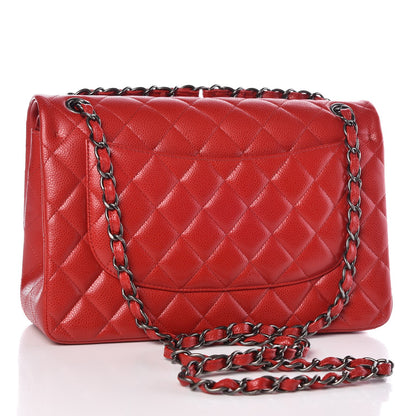 Chanel Caviar Quilted Jumbo Double Flap Dark Red 3 of 11