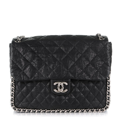 Chanel Washed Lambskin Quilted Maxi Chain Around Flap Black 1 of 7