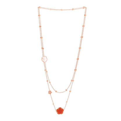 Pasquale Bruni 18K Rose Gold Milky Quartz Carnelian Diamond Bon Ton Sautoir Necklace 3 of 7