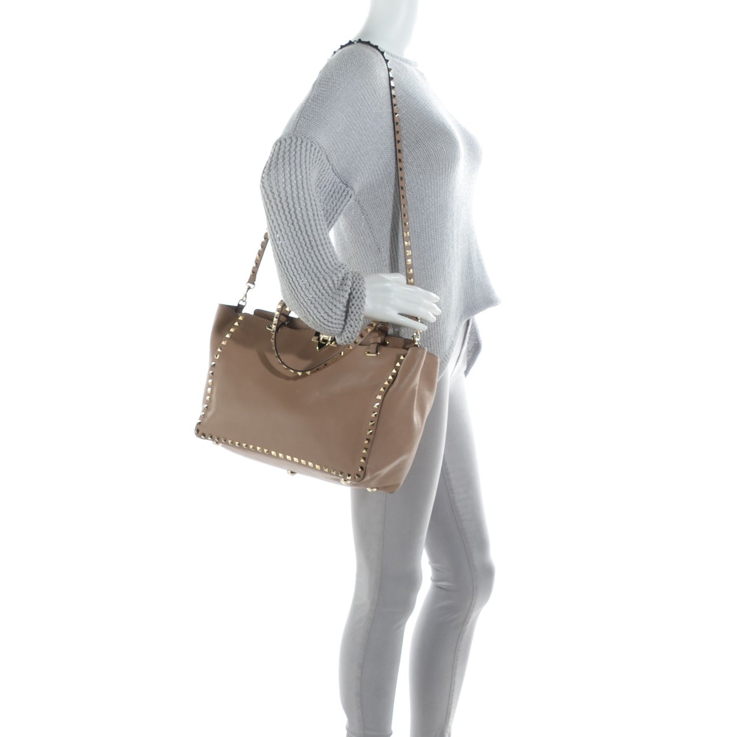 Vitello Medium Rockstud Tote Alpaca