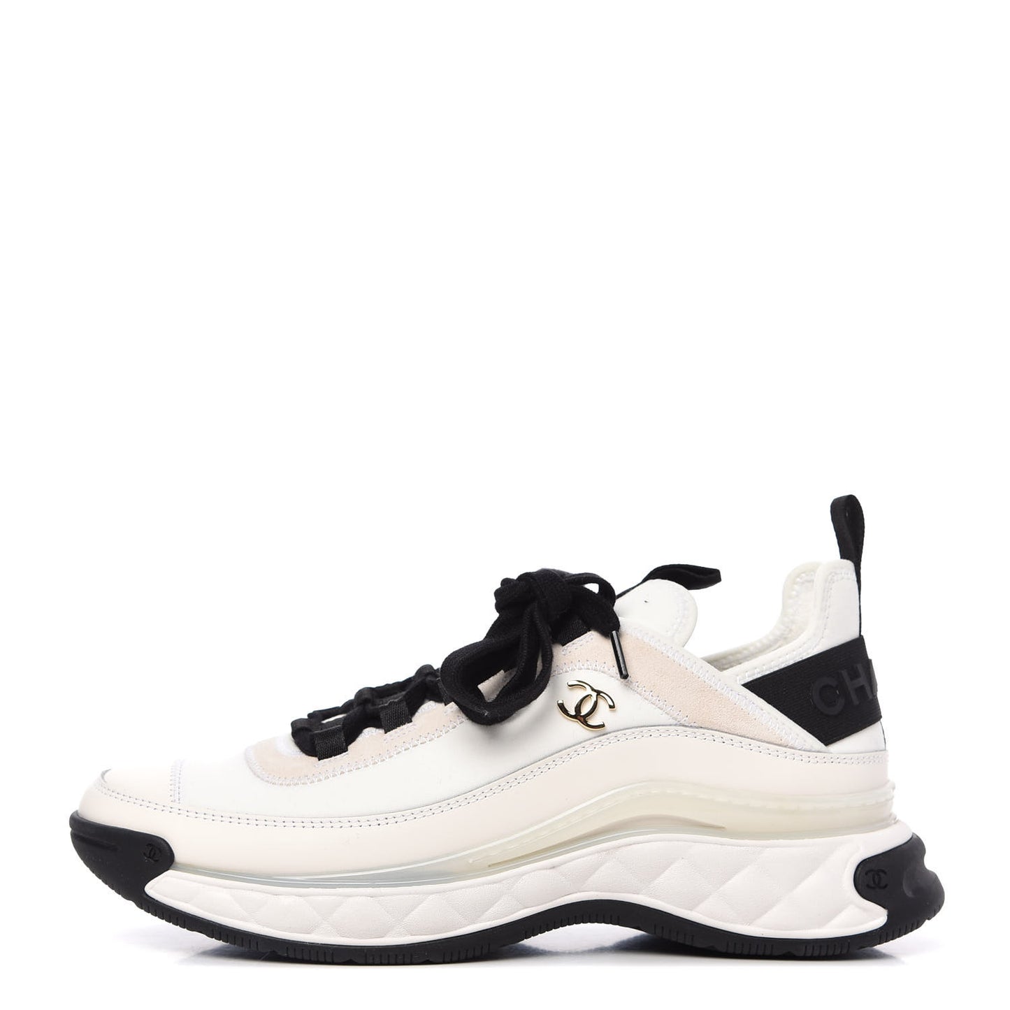 Velvet Calfskin Mixed Fibers CC Sneakers 40 Ivory